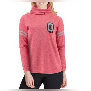 hio State Buckeyes Nike Women's Vault Sleeve Striped Funnel Neck Sweatshirt